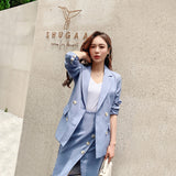 Women Skirt & Blzer Suit Uniform Designs Formal Style Office Lady Bussiness Attire Double Breasted Blazer Skirt Two-Piece Suit