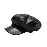 Beret Hat PU Leather Octagonal Cap Children Autumn British