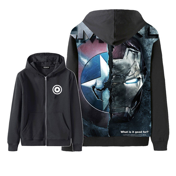 Captain America Hoodie Avengers 3D Zipper Hooded Sweatshirt Sweatshirt