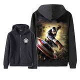 Captain America Hoodie Avengers 3D Zipper Hooded Sweatshirt Sweatshirt