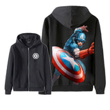 Captain America Hoodie Avengers 3D Zipper Hooded Sweatshirt Sweatshirt