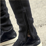 Men's Pleated Slim Fit Biker Jeans Zipper Skinny Pants Trendy Men's Sweatpants Motorcycle Casual Pants