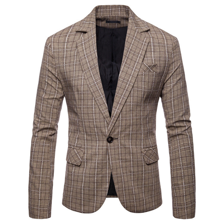 Men's Casual Plaid Suit Casual Coat Top Men Suits Jacket Men Blazer