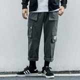 Men's Casual Fashion Brand Elastic plus Size Retro Sports Trousers Loose Straight Ankle-Length Pants Men Pants