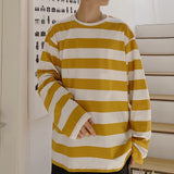 Men Long Sleeve T-Shirts Striped Bottoming Shirt Autumn Clothes