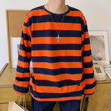 Men Long Sleeve T-Shirts Striped Bottoming Shirt Autumn Clothes