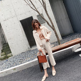 Women Pant Suit Uniform Designs Formal Style Office Lady Bussiness Attire Fashion Autumn and Winter Loose Wide Leg Pants Two-Piece Set