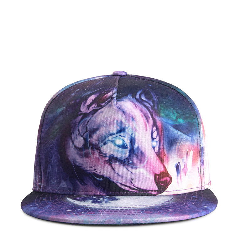 Wolf Print Cap 3D Printing Hip Hop Hat Men Women Hiphop Hip Hop Hat Flat-Brimmed Cap
