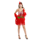 Flapper Dress Retro Sequins Dress Sling Latin Dance Cha-Cha Costume