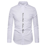 Men's Slim-Fit Letter-Printing Fashion Casual Long Sleeve Shirt plus Size Retro Sports Men Shirt