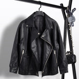 Hand Painted Leather Jackets Women's Jacket Loose Short Pu Lady Leather Jacket Motorcycle Leather Coat Handsome Jacket