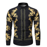 Autumn Men's Fashion Casual Long Sleeve Printed Shirt Men