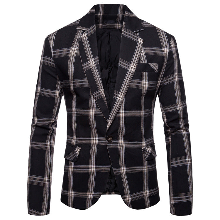 Men's Clothing Fall Winter Men Casual Men Checkered Suit Slim Fit One Button Suit Men Suits Jacket Men Blazer