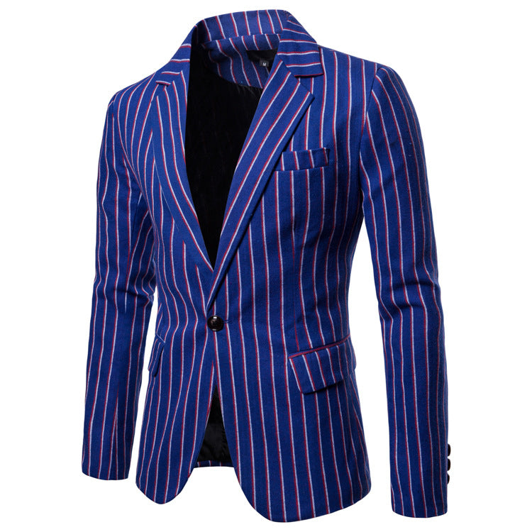 Plus Size Vintage Men's Clothing Striped Jacket Casual Suit Men Suits Jacket Men Blazers