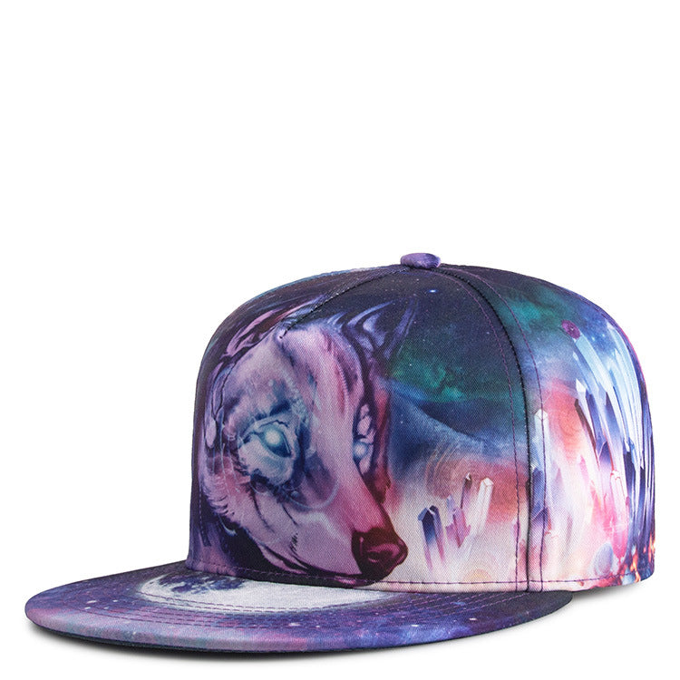 Wolf Print Cap 3D Printing Hip Hop Hat Men Women Hiphop Hip Hop Hat Flat-Brimmed Cap