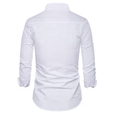 Men's Solid Color Stand Collar Long Sleeve Shirt Fashion Casual Simple Shirt Men Shirt
