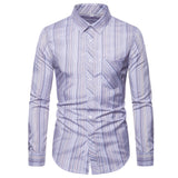 Men's Autumn Business Fashion and Leisure Long Sleeve Striped Shirt Men Shirt