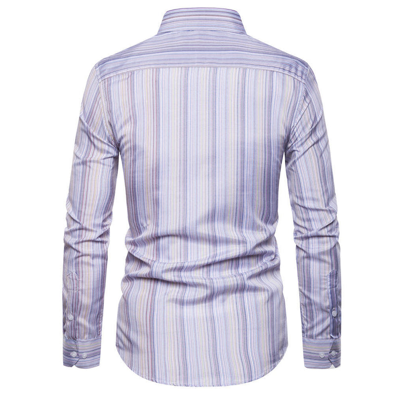 Men's Autumn Business Fashion and Leisure Long Sleeve Striped Shirt Men Shirt