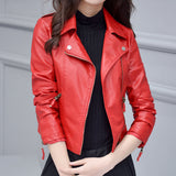Hot Pink Motorcycle Jacket Spring and Autumn Slim Fit Pink Pu Jacket Biker's Leather Jacket