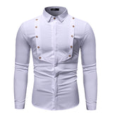 Men's Fashion Slim Solid Color Stitching Casual Men's Long-Sleeved Shirt Men Shirt