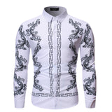Autumn Men's Fashion Casual Long Sleeve Printed Shirt Men