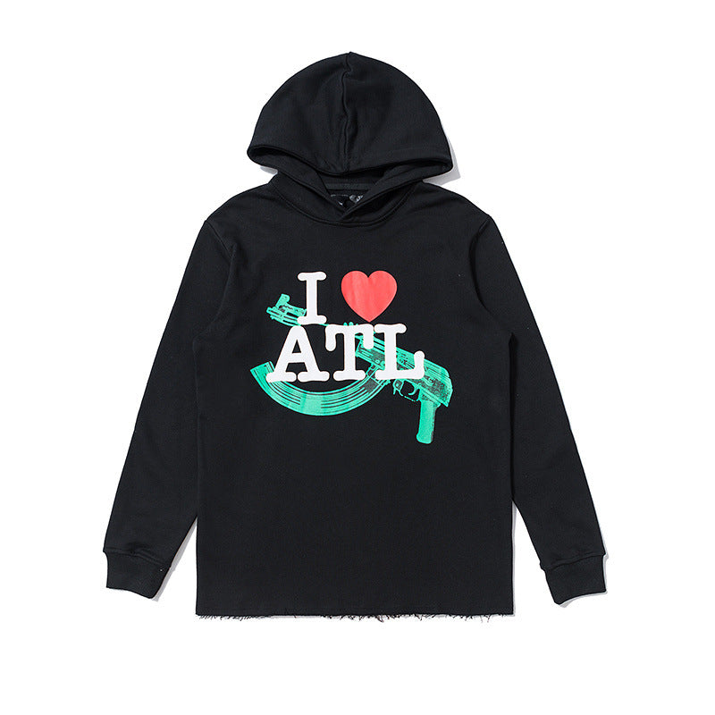 Vlone Hoodie I Love ATL Tee Love Heart Red Heart Men's Couple Hooded Coat