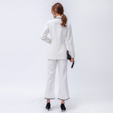 Women Pant Suit Uniform Designs Formal Style Office Lady Bussiness Attire Work Classic White Fashion Two-Piece Suit