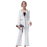 Women Pant Suit Uniform Designs Formal Style Office Lady Bussiness Attire Work Classic White Fashion Two-Piece Suit