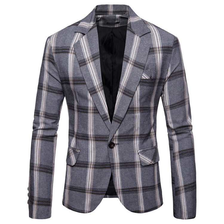 Men's Clothing Fall Winter Men Casual Men Checkered Suit Slim Fit One Button Suit Men Suits Jacket Men Blazer