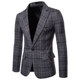 Men's Autumn Men's Plaid One Button Casual Suit Men's Suits Jacket Men Blazer