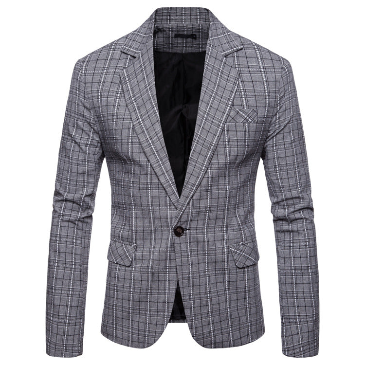 Men's Casual Plaid Suit Casual Coat Top Men Suits Jacket Men Blazer