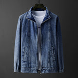 Cotton Solid Men's Denim Trucker Jacket Mens Spring Autumn Casual Slim Fit Bomber Jackets Men Jean Coat Men Outwear Male Cowboy Autumn and Winter Cotton Zipper Denim Jacket Men's Jacket Men Jeans Jackets