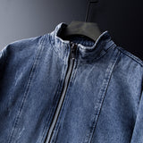 Cotton Solid Men's Denim Trucker Jacket Mens Spring Autumn Casual Slim Fit Bomber Jackets Men Jean Coat Men Outwear Male Cowboy Autumn and Winter Cotton Zipper Denim Jacket Men's Jacket Men Jeans Jackets