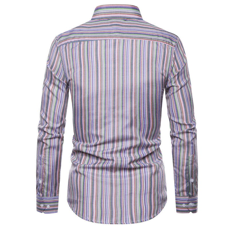 Men's Autumn Business Fashion plus Size Sports and Leisure Long Sleeve Striped Shirt Men Shirt
