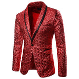 Mens Prom Suits Men's Suit Gilding Pleated Solid Color Performance Dress Suit Nightclub Host MC Studio Suit