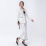 Women Pant Suit Uniform Designs Formal Style Office Lady Bussiness Attire Work Classic White Fashion Two-Piece Suit