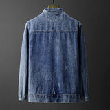 Cotton Solid Men's Denim Trucker Jacket Mens Spring Autumn Casual Slim Fit Bomber Jackets Men Jean Coat Men Outwear Male Cowboy Autumn and Winter Cotton Zipper Denim Jacket Men's Jacket Men Jeans Jackets