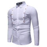 Men's Fashion Slim Solid Color Stitching Casual Men's Long-Sleeved Shirt Men Shirt