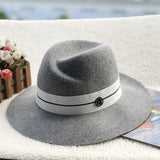 Fedora Hat Wool Autumn and Winter Flat Brim Sun Protection Tie-Dye Outdoor Top Hat Fedora Hat Generation