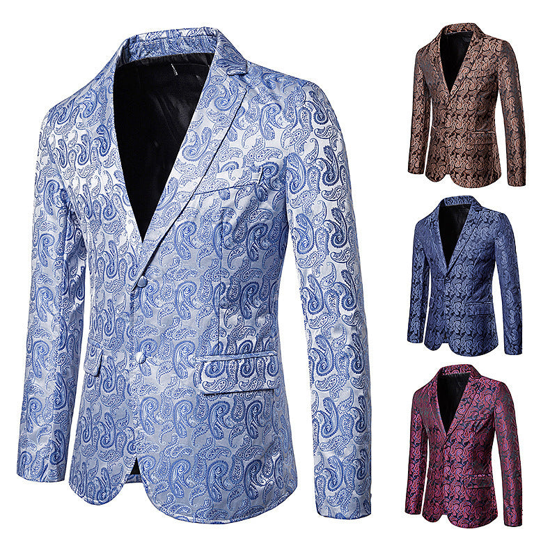 Men's Suit Autumn New Men's Color Paisley Two-Button Suit Casual Printed Jacket Men Suits Jacket Men Blzer