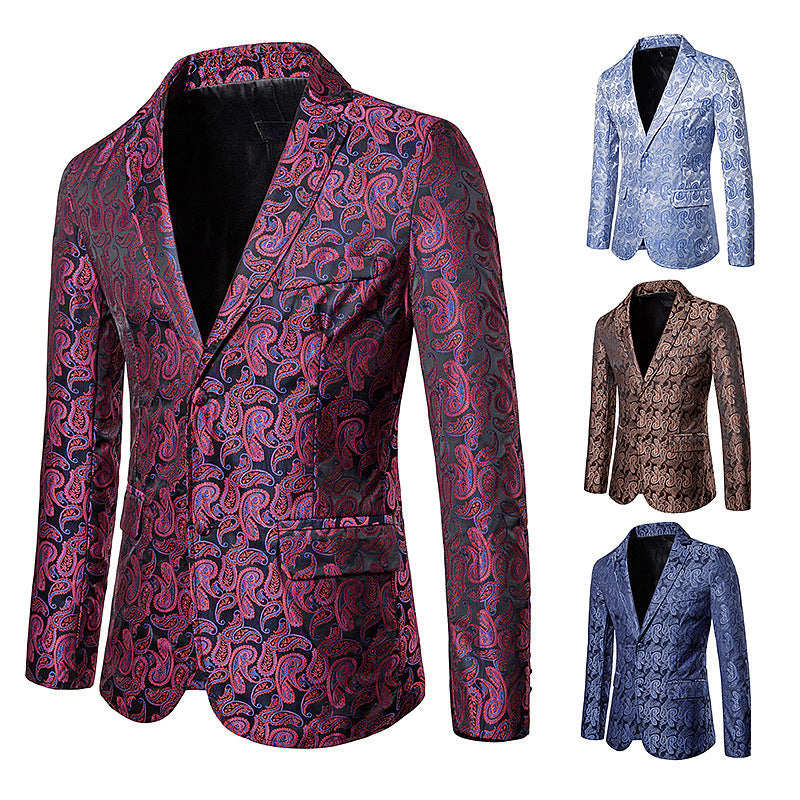 Men's Suit Autumn New Men's Color Paisley Two-Button Suit Casual Printed Jacket Men Suits Jacket Men Blzer