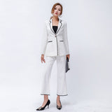 Women Pant Suit Uniform Designs Formal Style Office Lady Bussiness Attire Work Classic White Fashion Two-Piece Suit