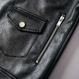 Hand Painted Leather Jackets Autumn Punk Motorcycle Leather Coat Skull Lapel PU Leather Coat for Men