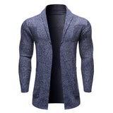 Men's Solid Color Mid-Length Cardigan Sweater Fashion Casual Sweater Coat Men Cardigan Sweater