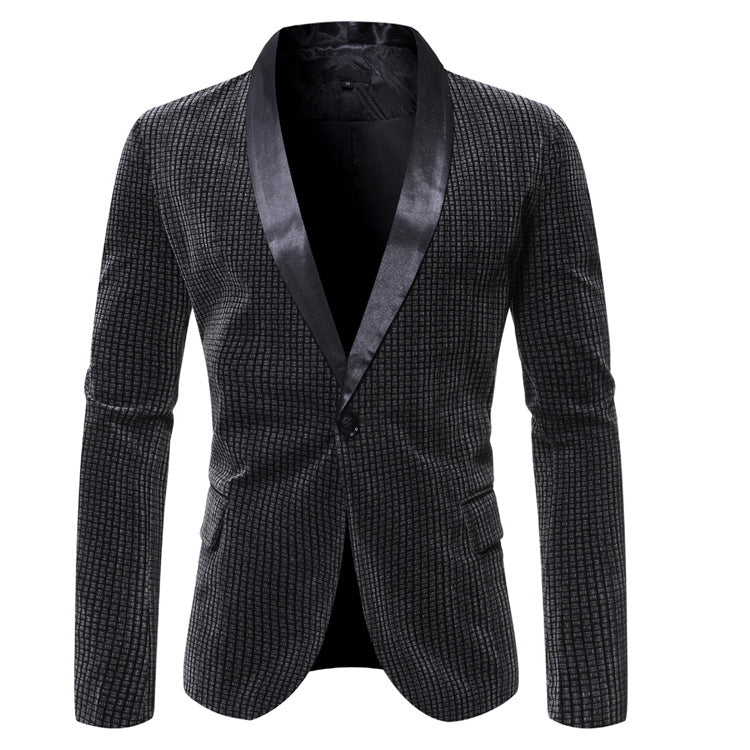 Men's Casual Contrast Color Green Collar One-Button Suit Slim Fit Suit Top Trendy Men's Suits Jacket Men Blzer