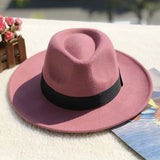 Fedora Hat Woolen Men and Women Fedora Hat Retro Woolen Hat British Style Top Hat