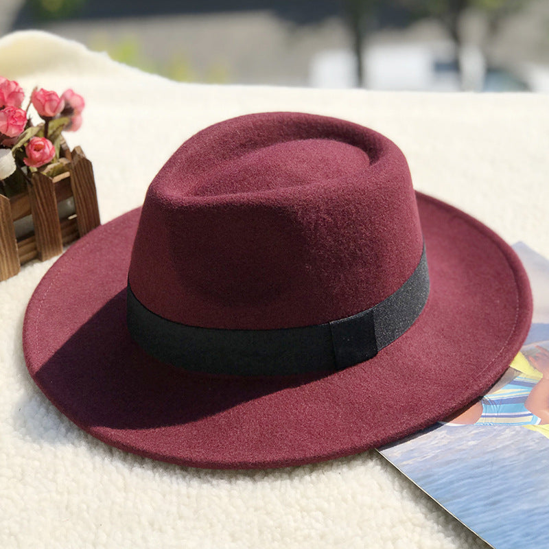 Fedora Hat Woolen Men and Women Fedora Hat Retro Woolen Hat British Style Top Hat