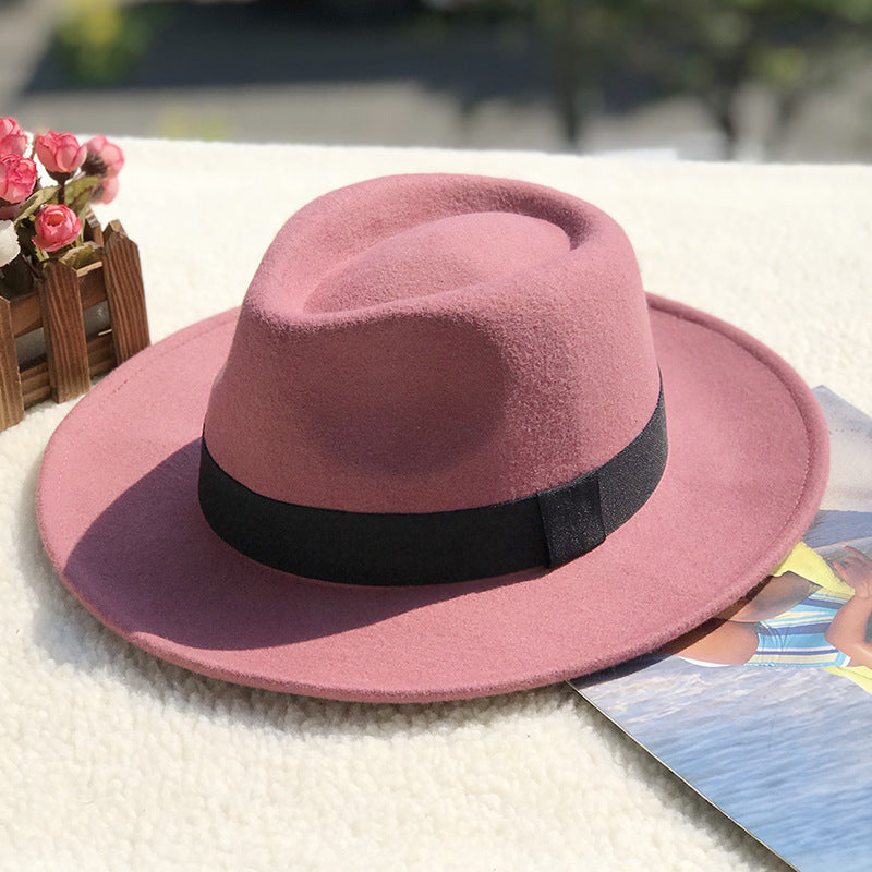 Fedora Hat Woolen Men and Women Fedora Hat Retro Woolen Hat British Style Top Hat