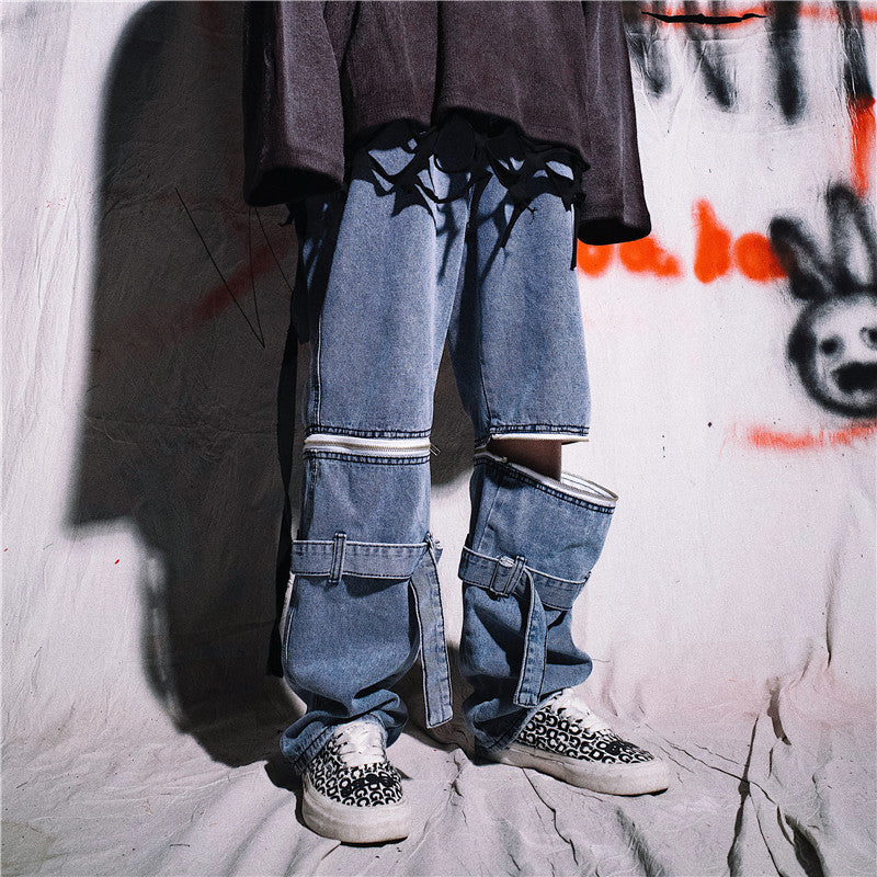 Jeans plus Size Retro Sports Trousers Fashion Brand Hip Hop Loose Trousers Men Jeans