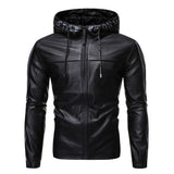 Urban Leather Jacket Fall Winter Men Fashion Hooded Leather Jacket Coat